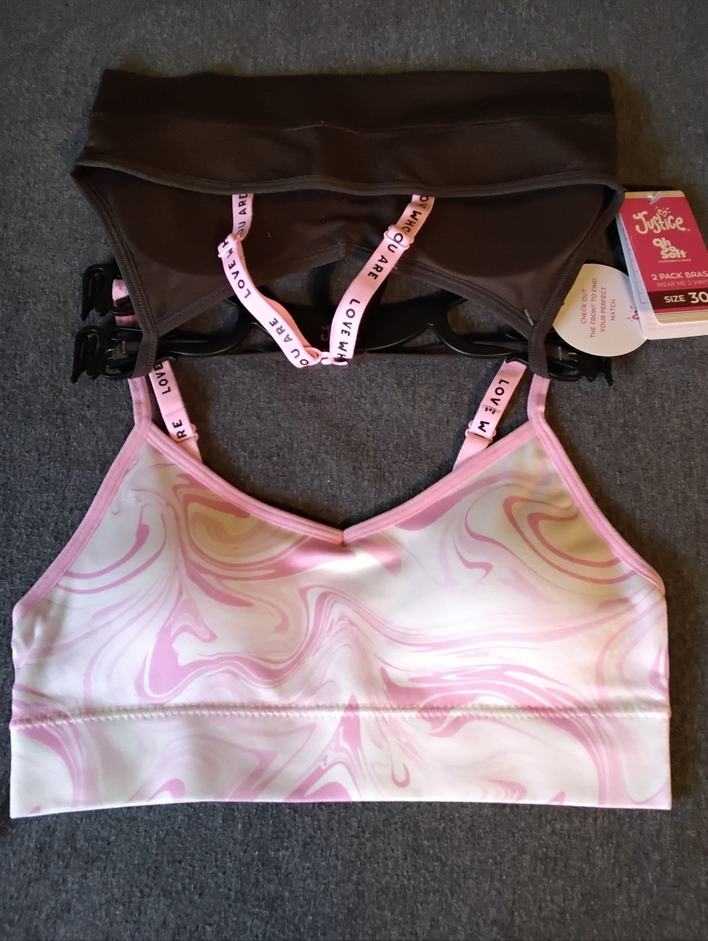 Justice Girls Training Bra Bundle Size 30 NWT Seamless Racerback 2-Pack